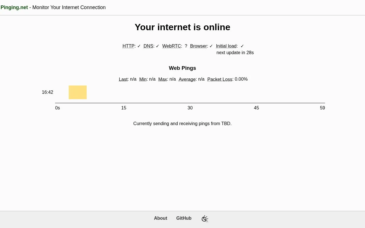 Pinging homepage screenshot