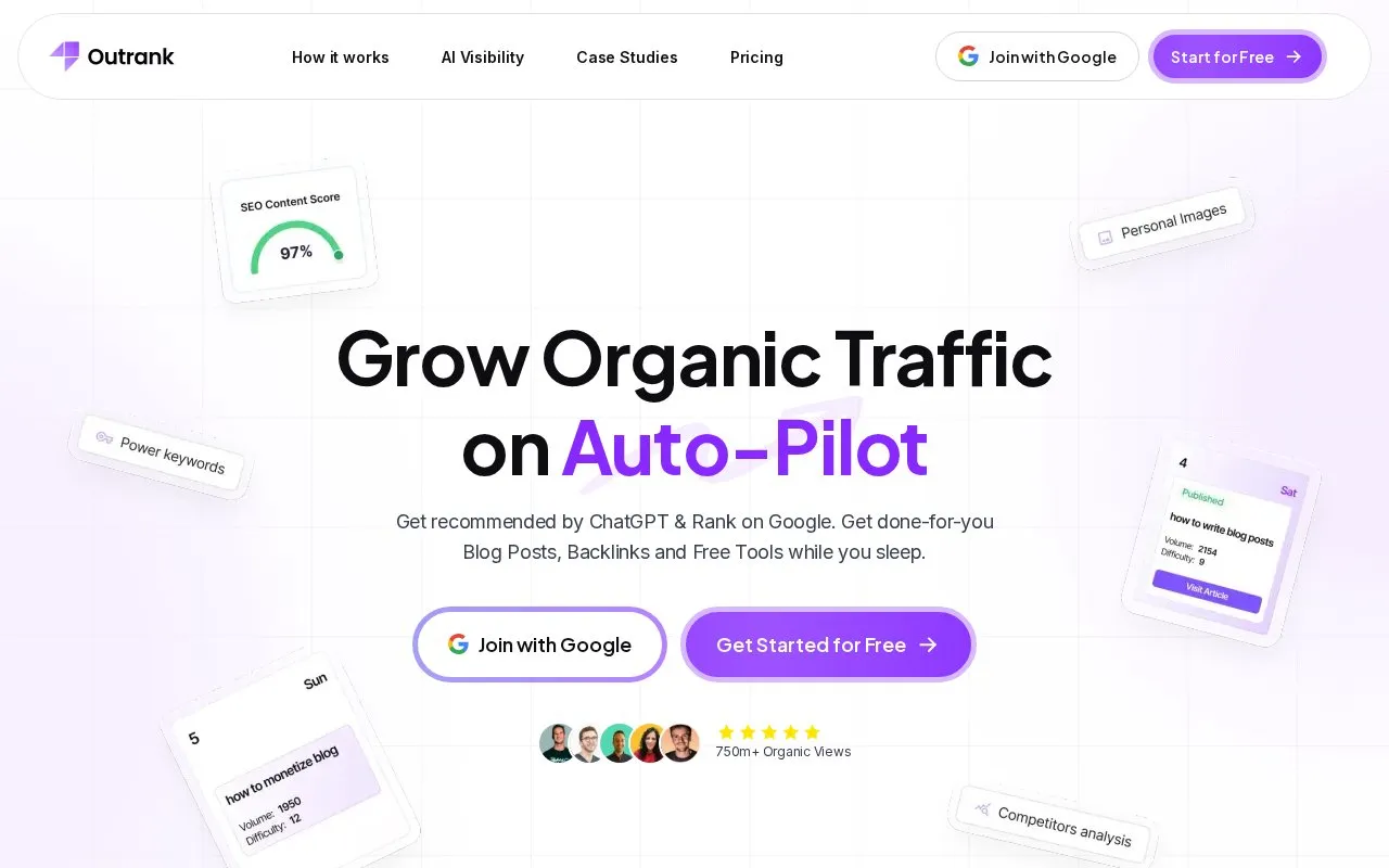 Outrank homepage screenshot