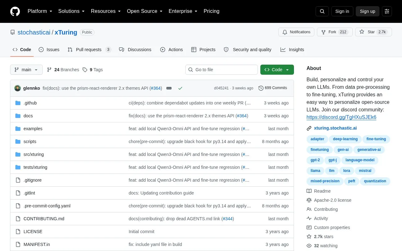 xTuring homepage screenshot