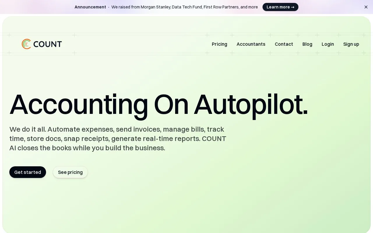 COUNT homepage screenshot