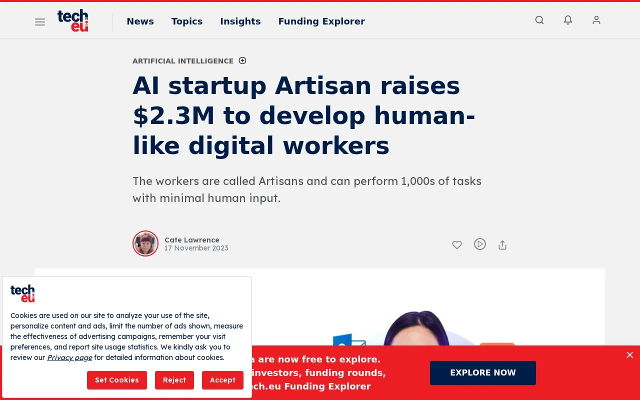 Article homepage screenshot