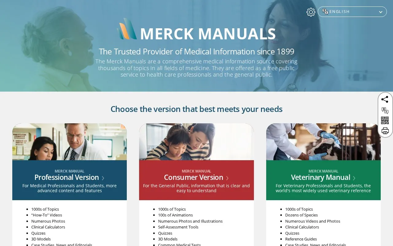 Merck Manuals homepage screenshot