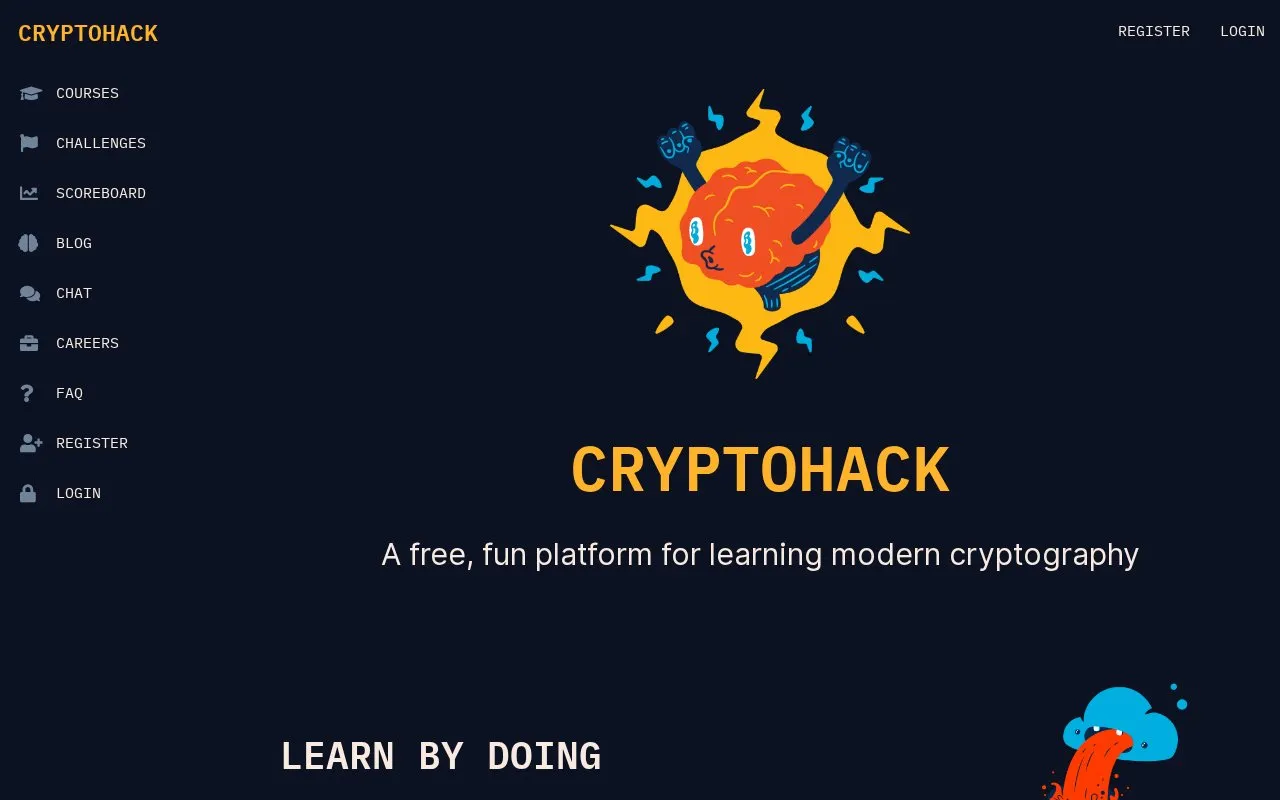 CryptoHack homepage screenshot