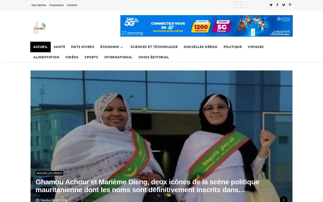 L'Authentique (Mauritania) homepage screenshot