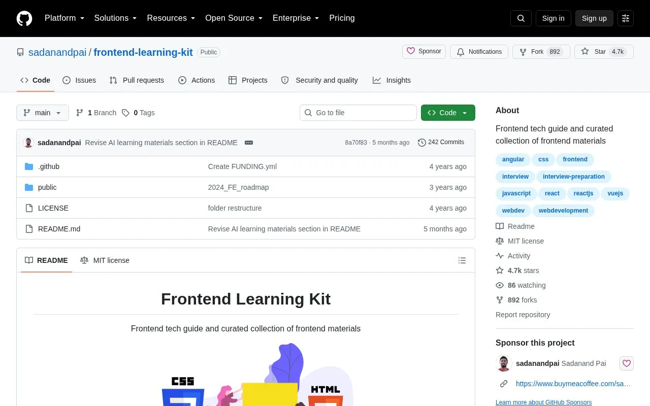 Frontend Learning Kit homepage screenshot