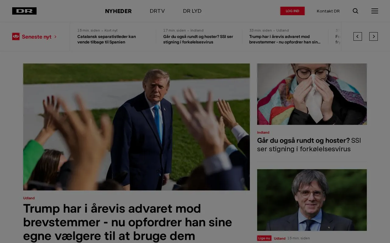 DR Nyheder homepage screenshot