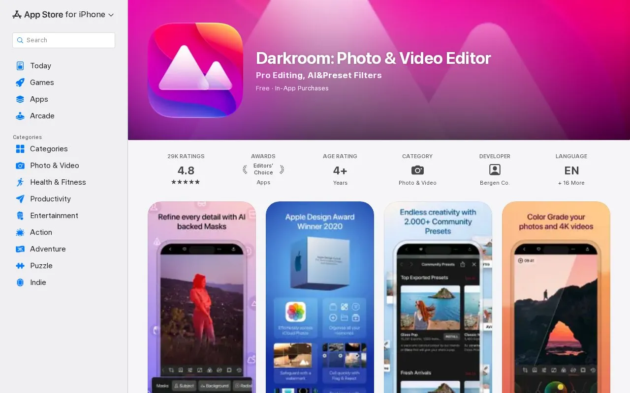 Darkroom homepage screenshot