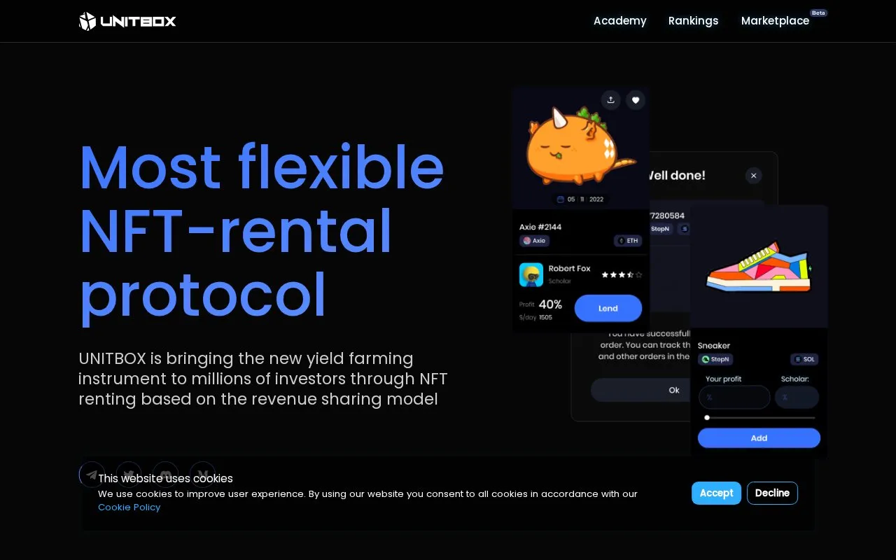 UNITBOX homepage screenshot