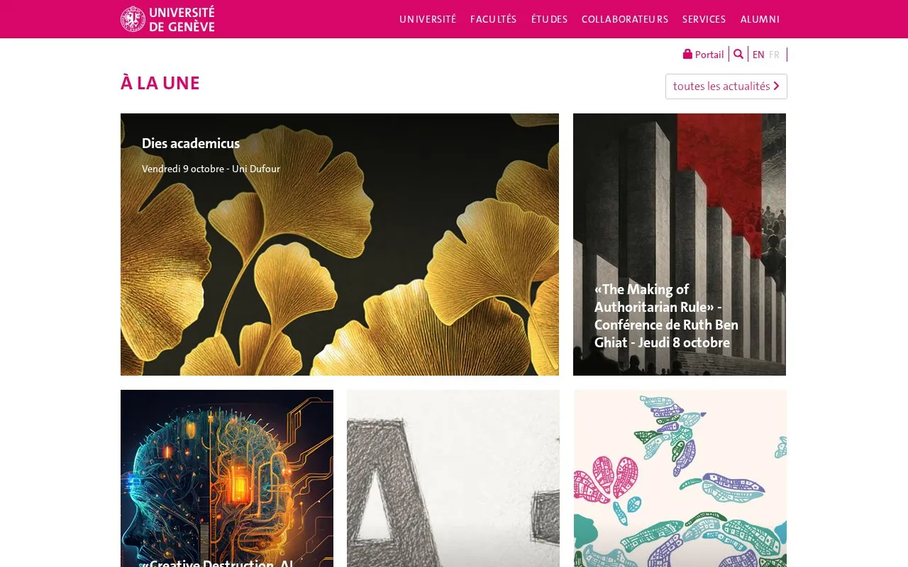 Universite de Geneve homepage screenshot