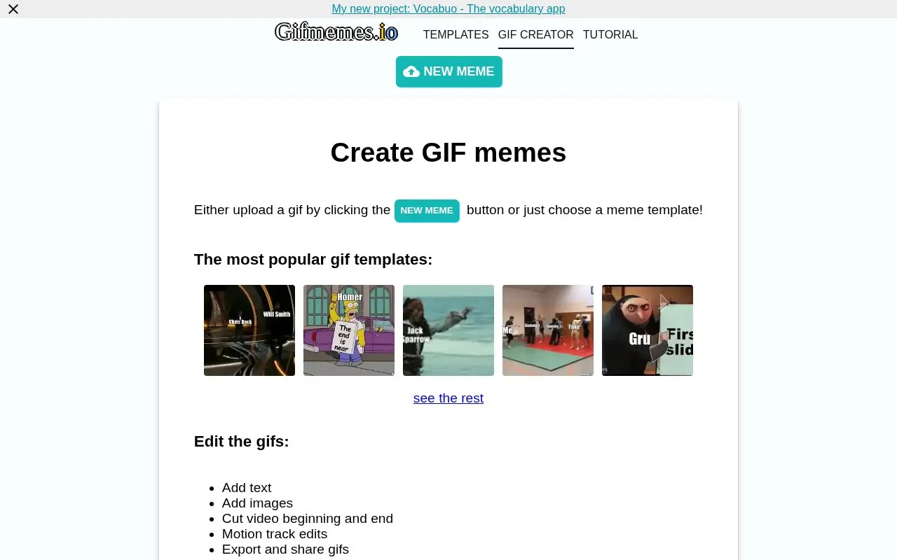 GIFMemes homepage screenshot