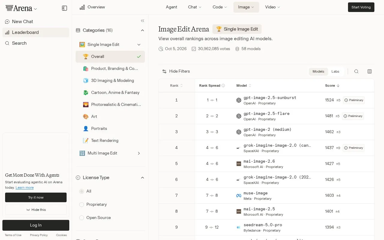 Arena Editing homepage screenshot
