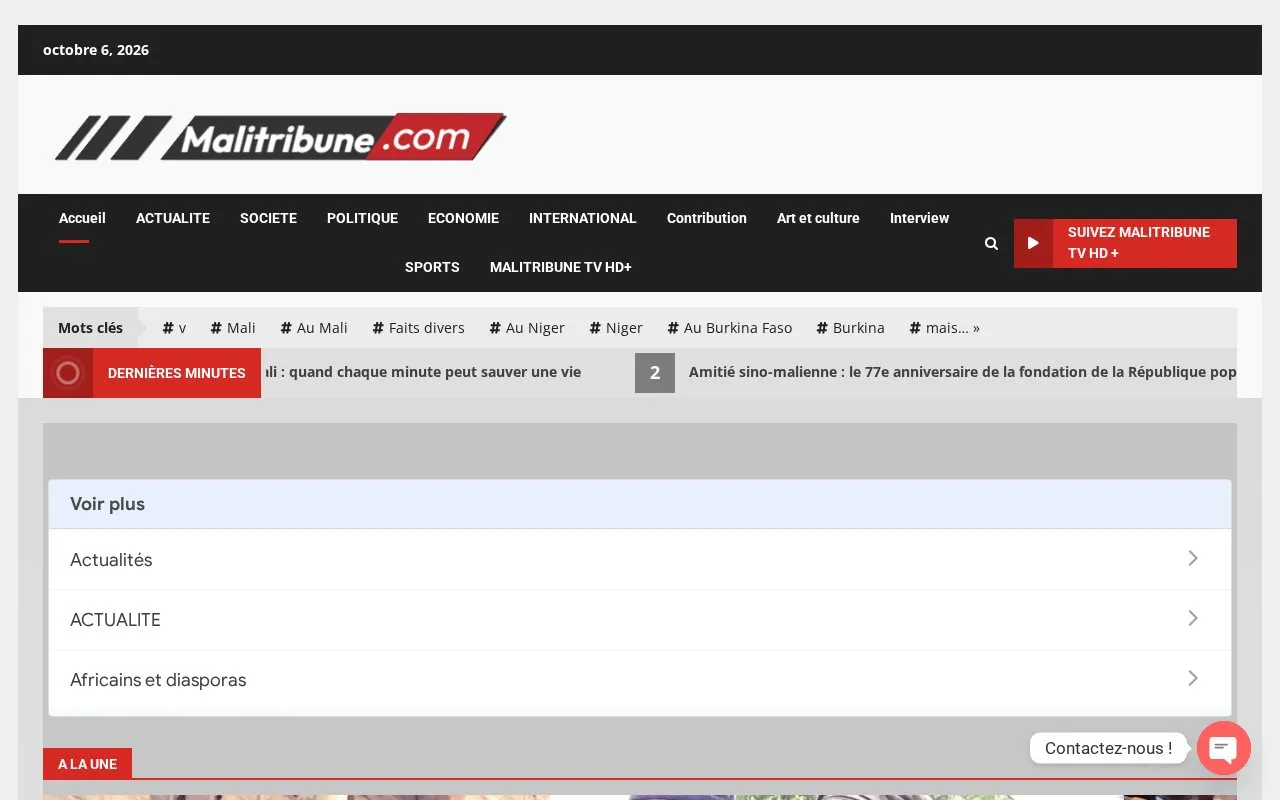 MALITRIBUNE homepage screenshot