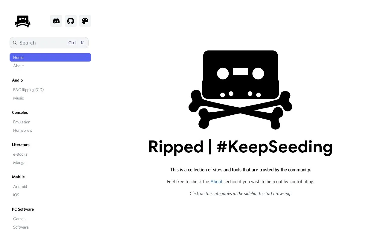 Ripped homepage screenshot