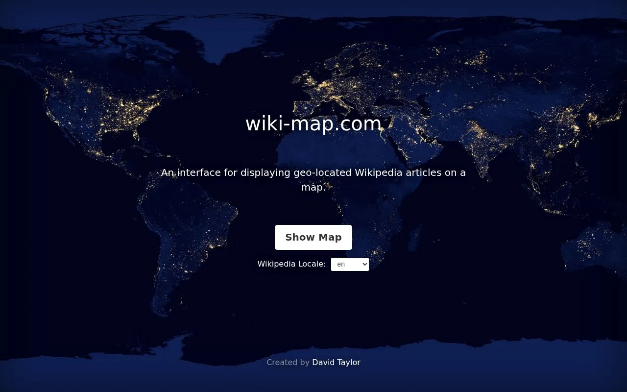Wiki-Map homepage screenshot