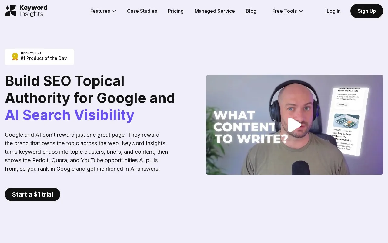 Keyword Insights homepage screenshot