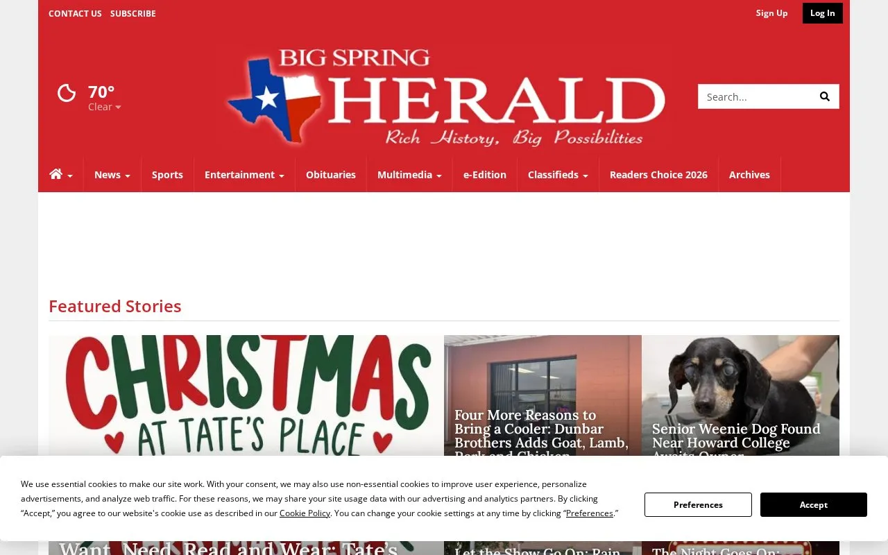 Big Spring Herald homepage screenshot