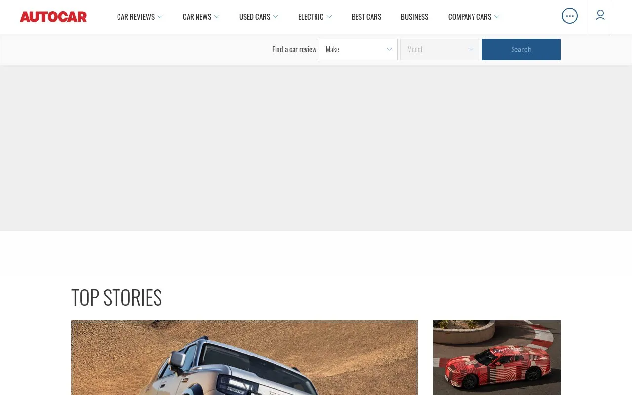 Autocar homepage screenshot