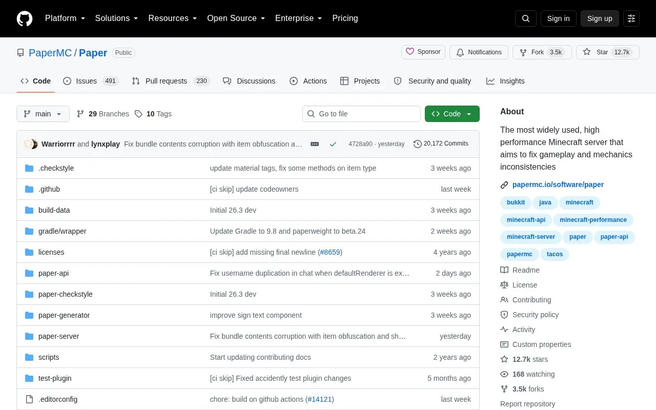 Paper homepage screenshot