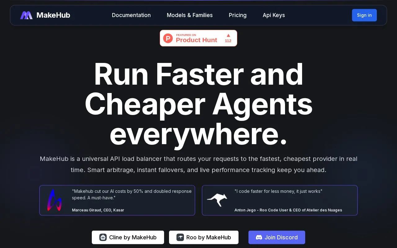 MakeHub homepage screenshot