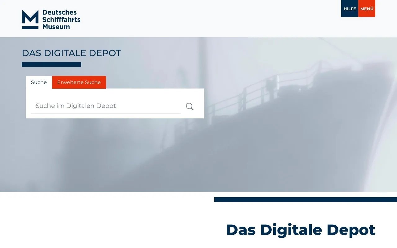 Digitales Depot Deutsches Schifffahrtsmuseum homepage screenshot