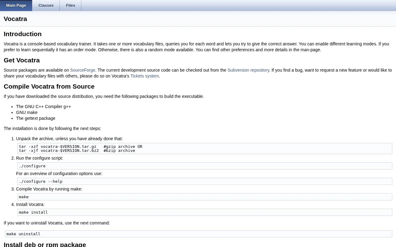 Vocatra homepage screenshot