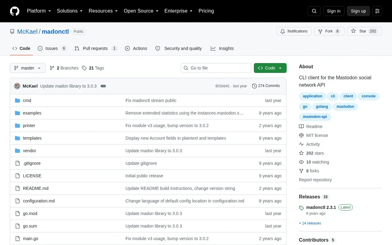 madonctl homepage screenshot