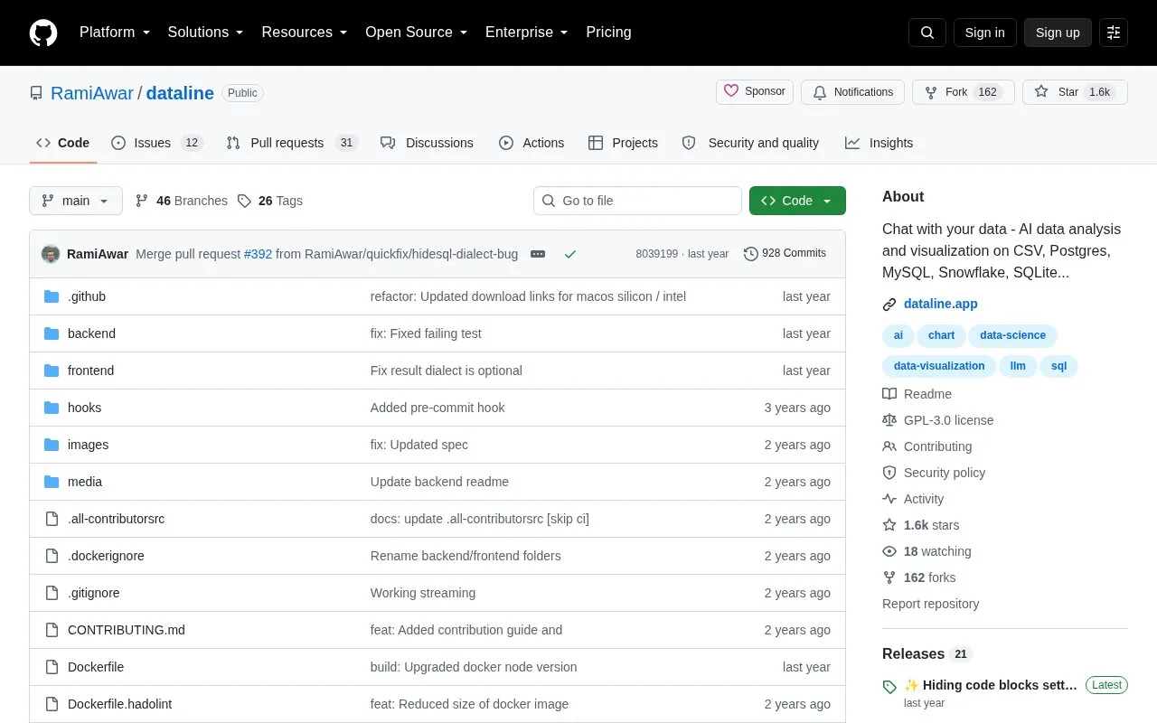 opensource homepage screenshot