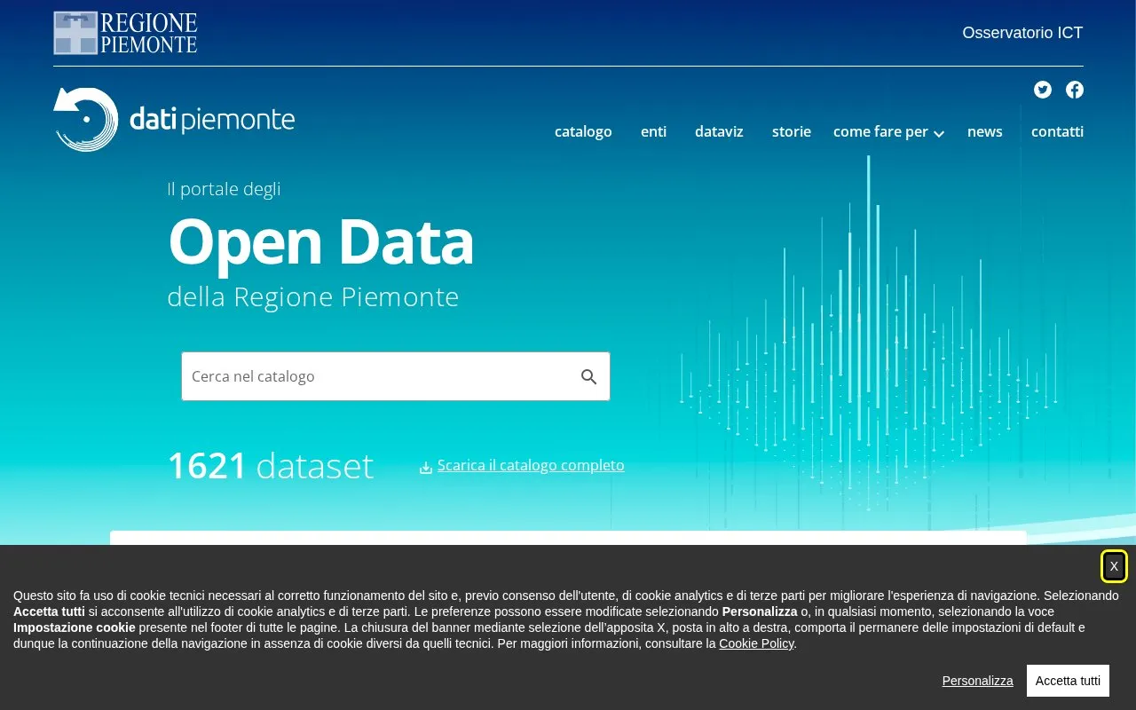 dati.piemonte.it homepage screenshot