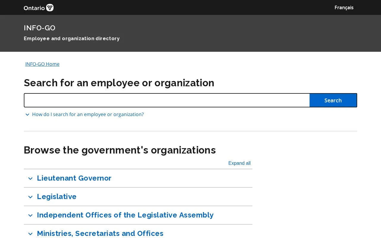 INFO-GO homepage screenshot