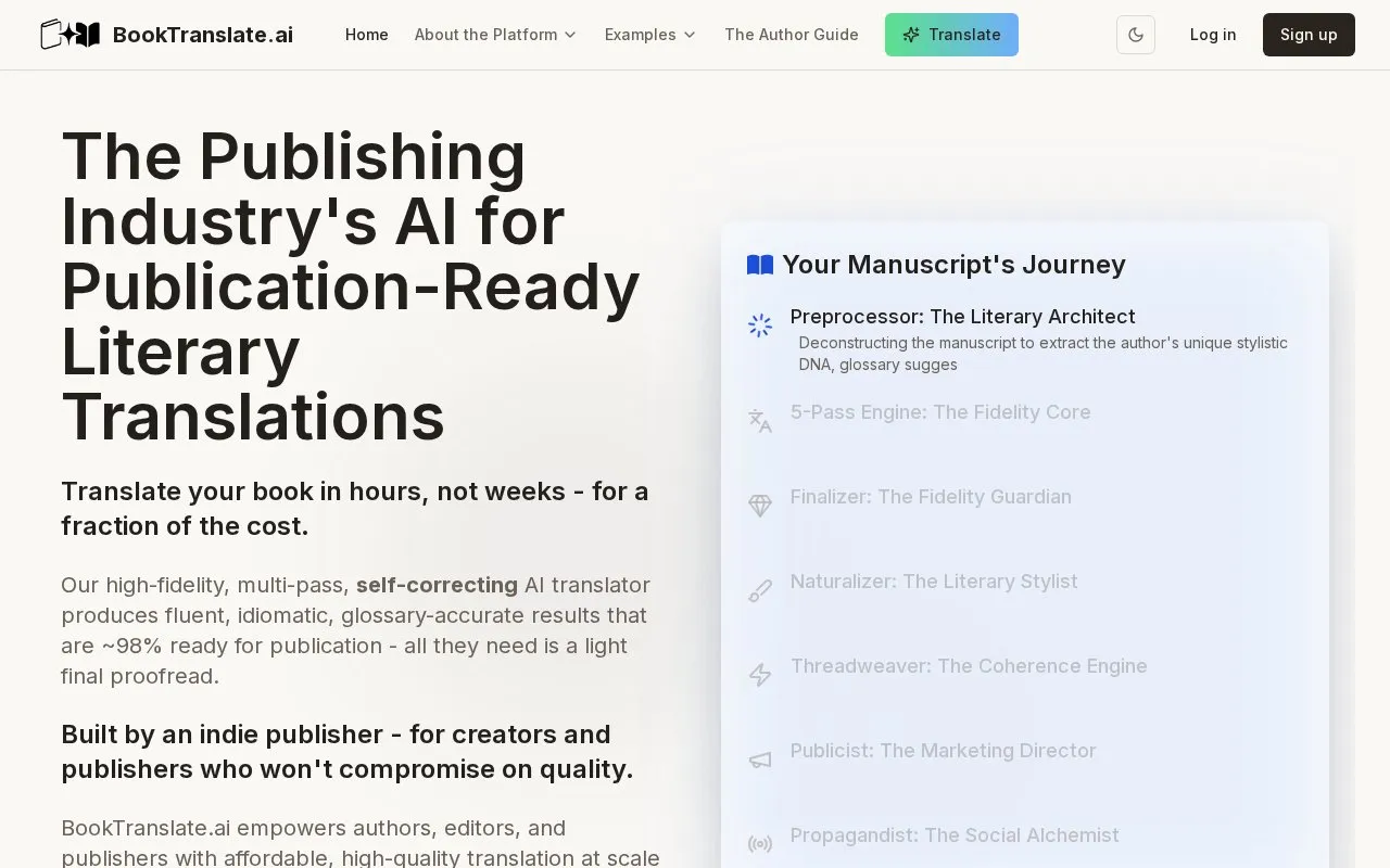 BookTranslate.ai homepage screenshot