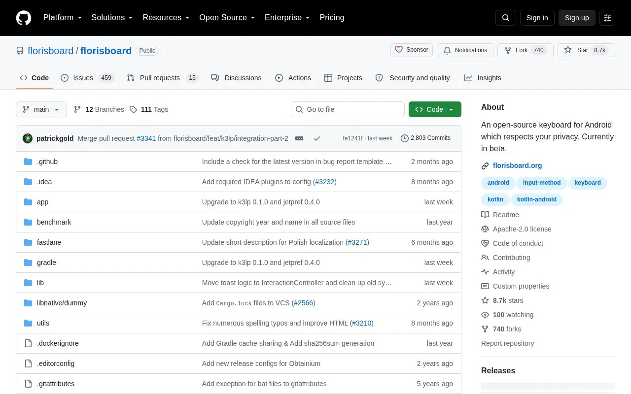 Florisboard homepage screenshot