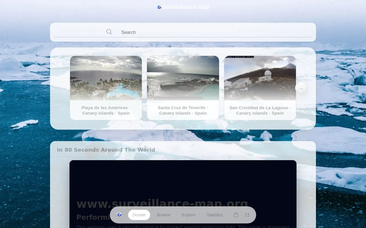 SurveillanceMap homepage screenshot