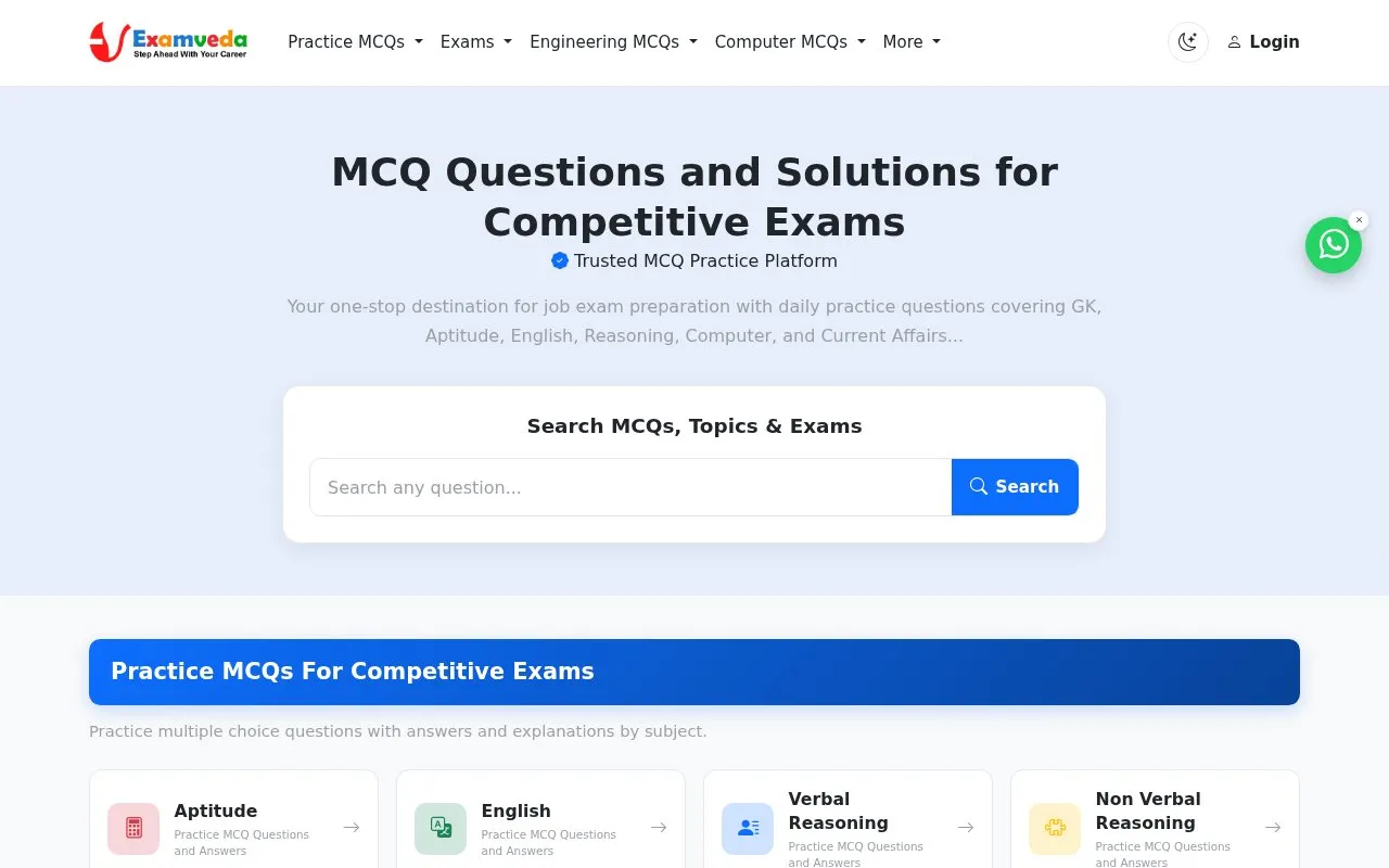 Examveda homepage screenshot