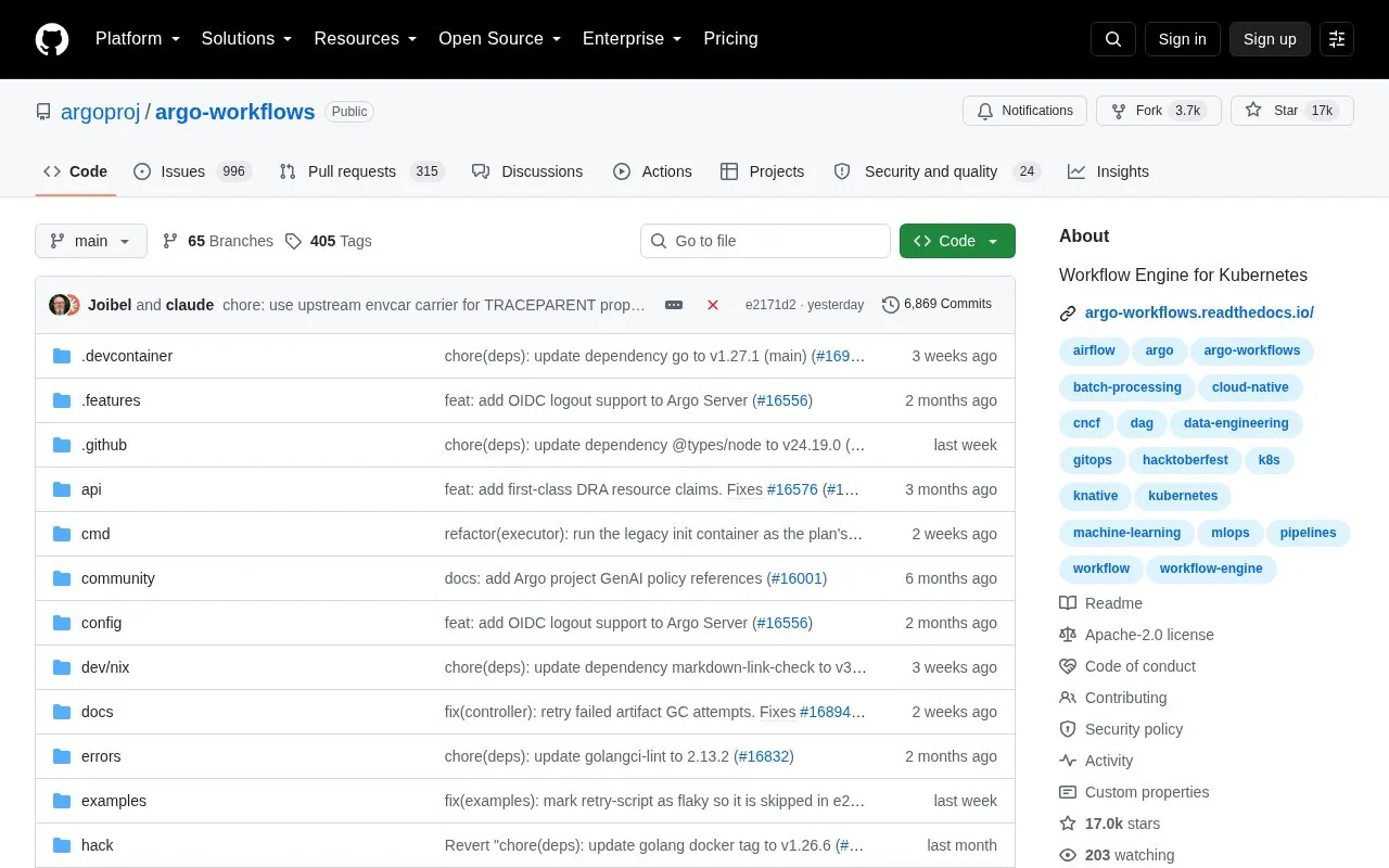 Argo Workflows homepage screenshot