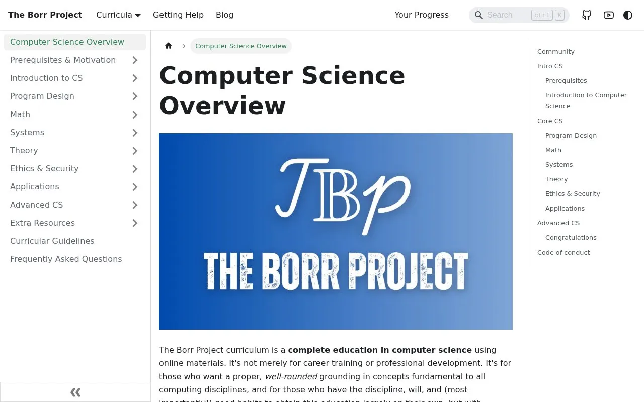 The Borr Project homepage screenshot