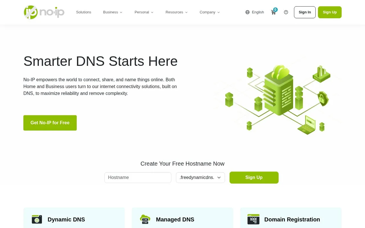NoIP homepage screenshot