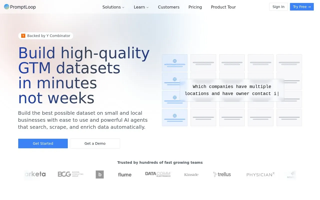 PromptLoop homepage screenshot