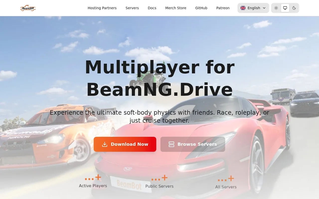 BeamMP homepage screenshot