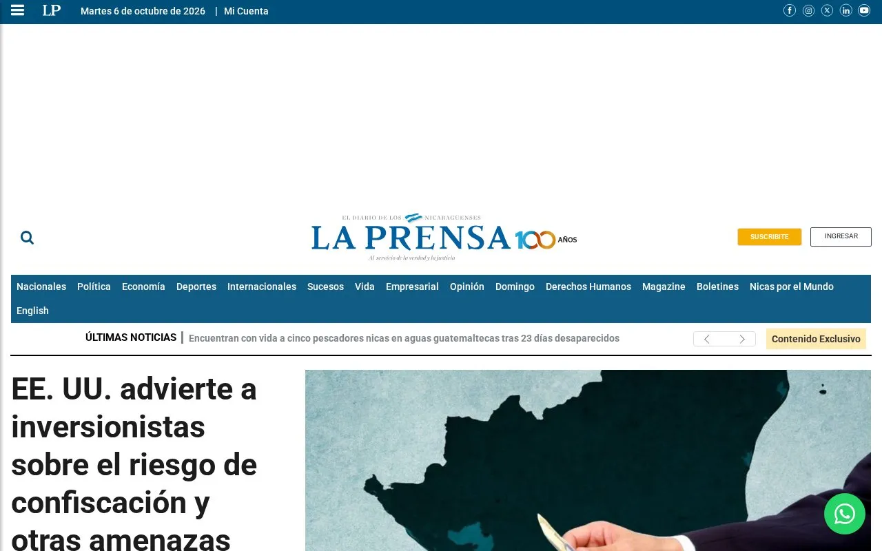La Prensa homepage screenshot
