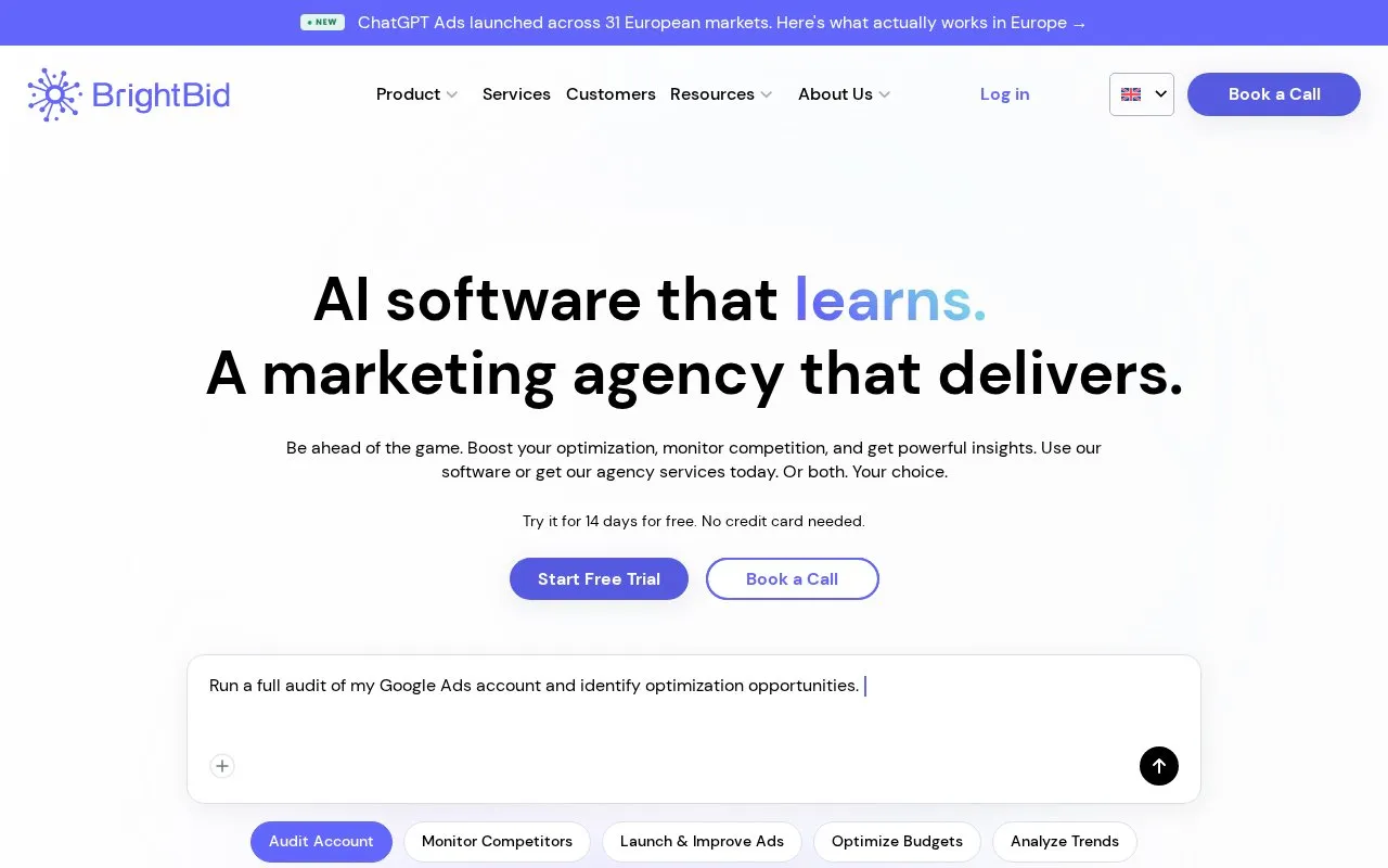 BrightBid homepage screenshot