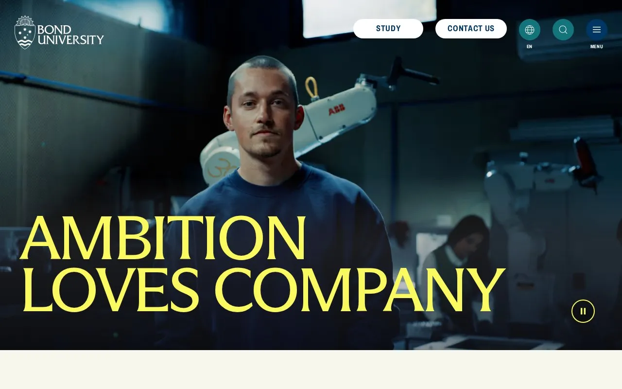 Bond University homepage screenshot