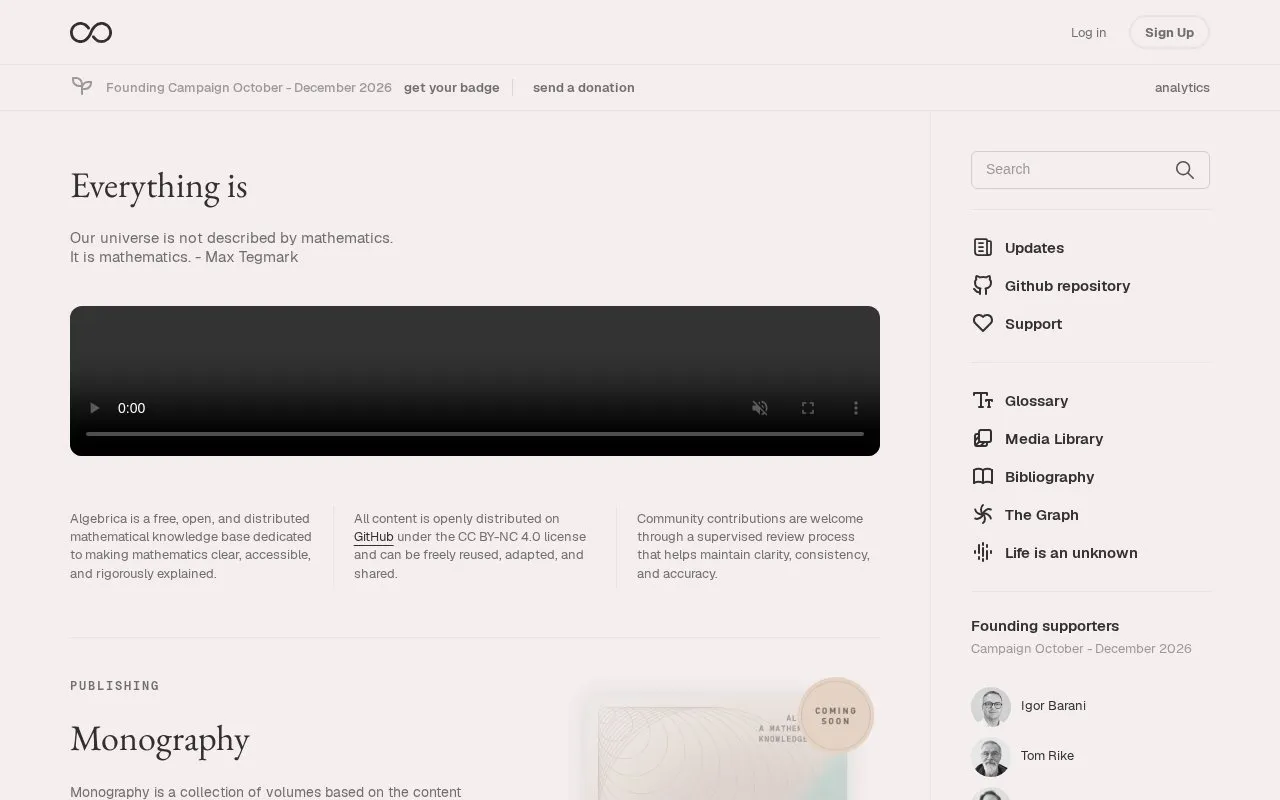 Algebrica homepage screenshot