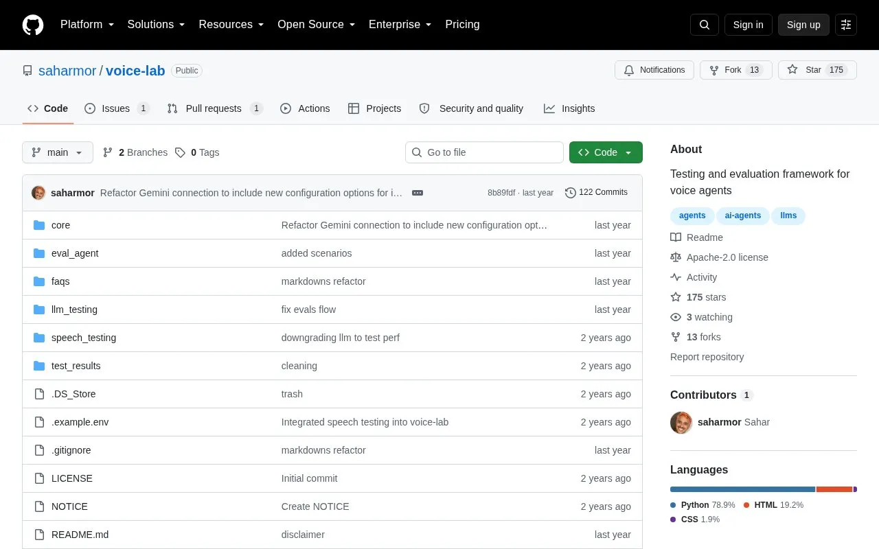 Voice Lab homepage screenshot