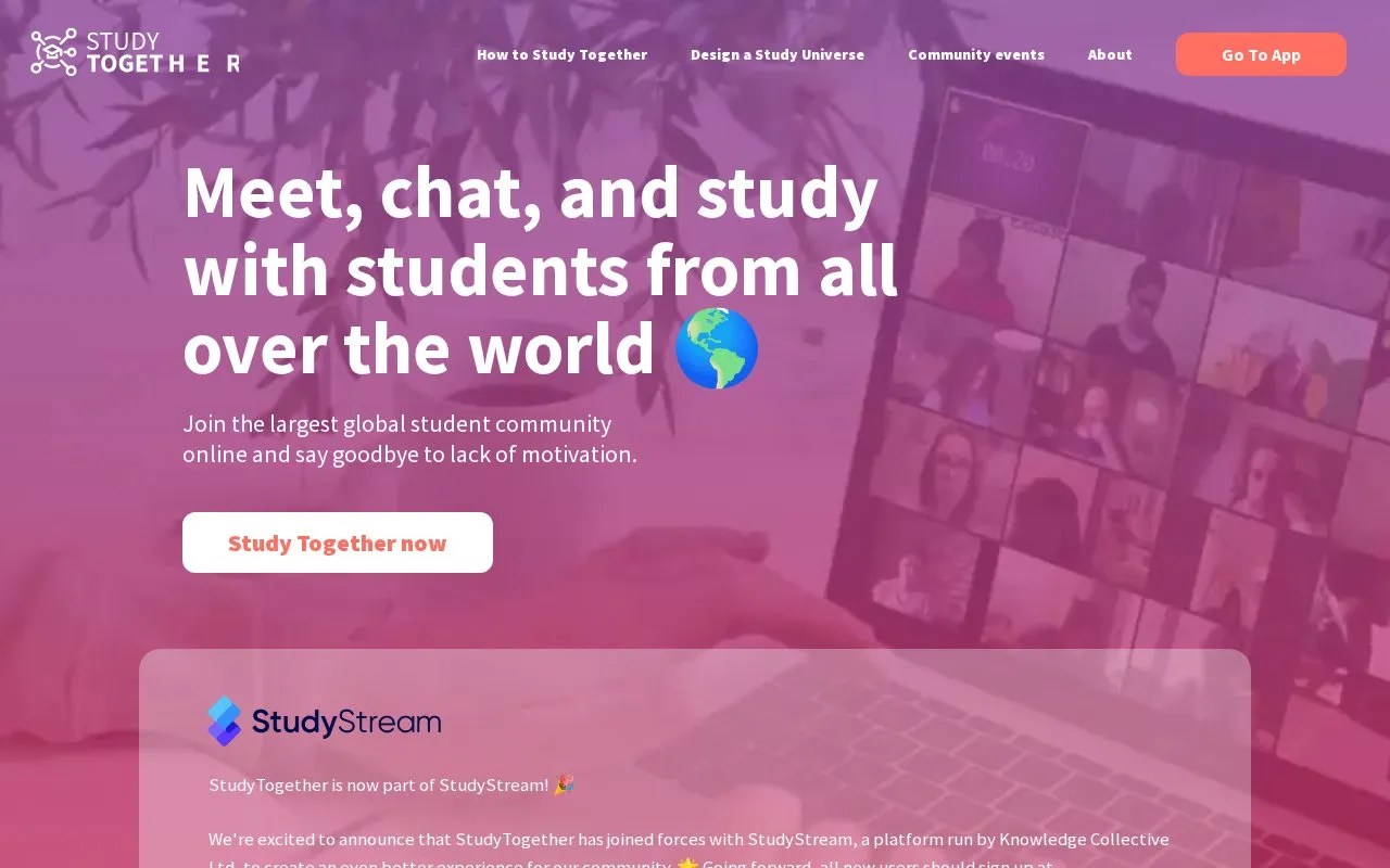 StudyTogether homepage screenshot