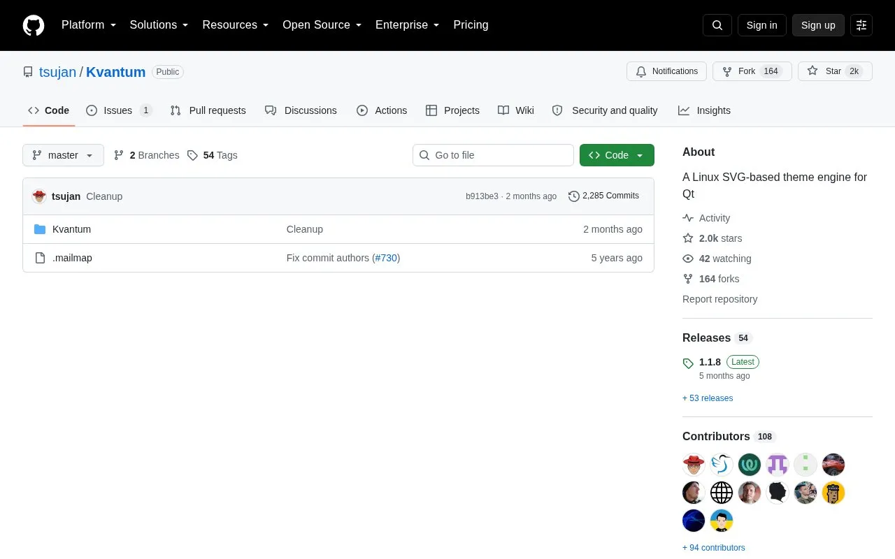 Kvantum homepage screenshot