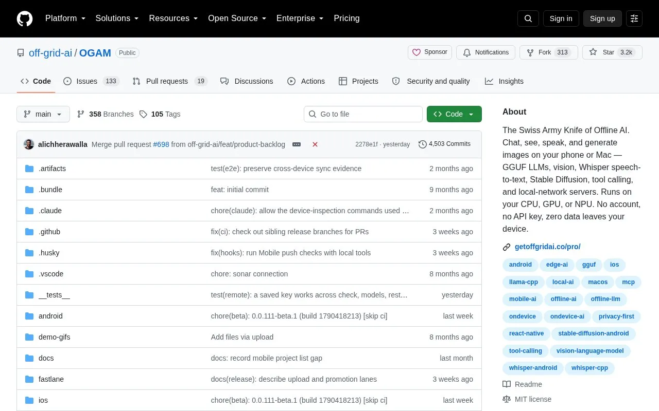 Off Grid homepage screenshot