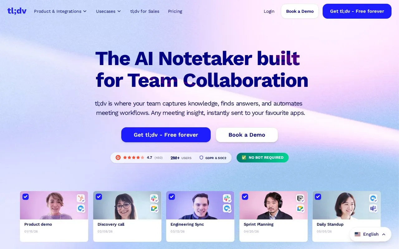 tl;dv homepage screenshot