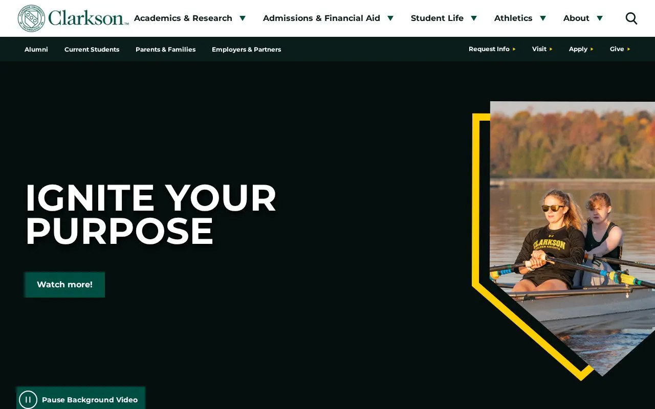 Clarkson University homepage screenshot