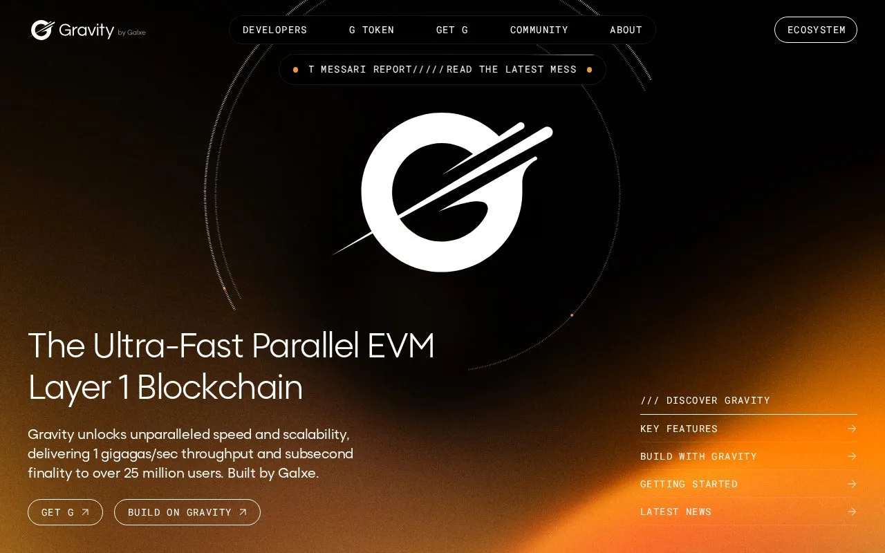 Gravity by Galxe homepage screenshot