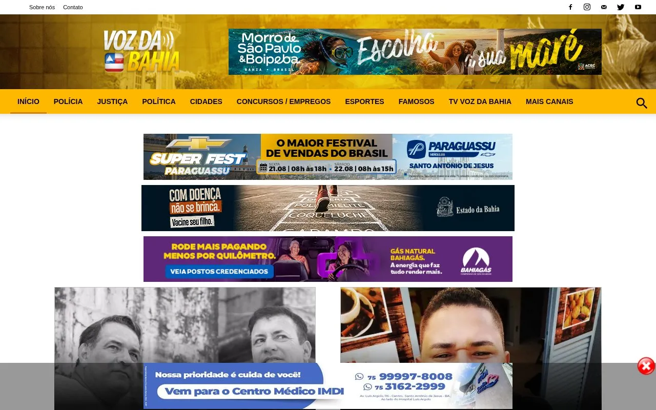 Voz da Bahia homepage screenshot